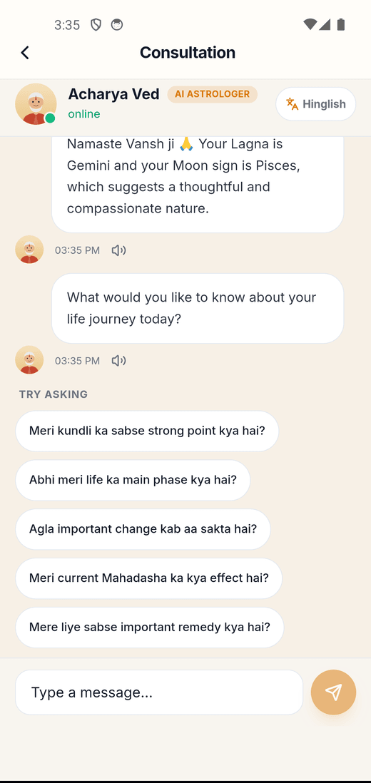 Chat with an AI astrologer
